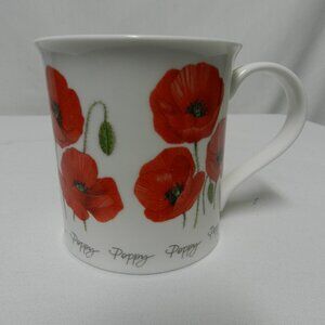 Dunoon Poppy by Kathy Pickles floral flowers Fine Bone Mug Cup England Vintage
